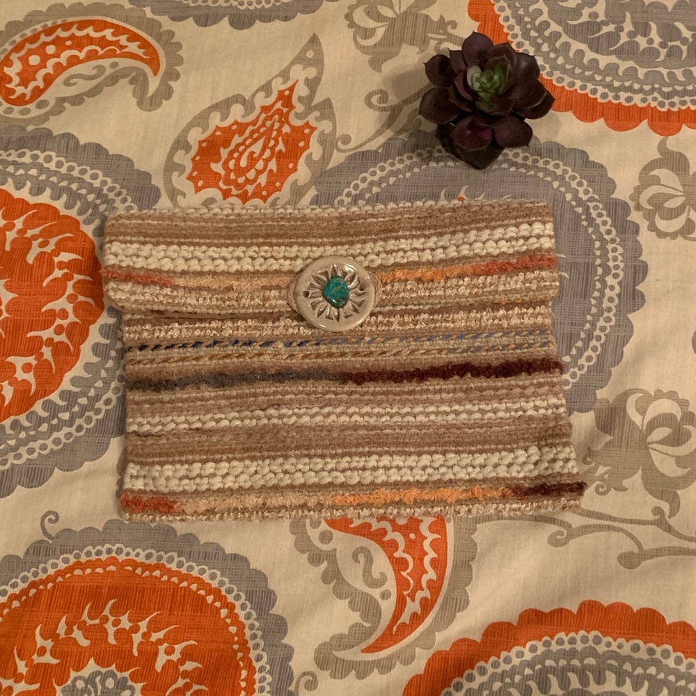 Chenille fabric clutch